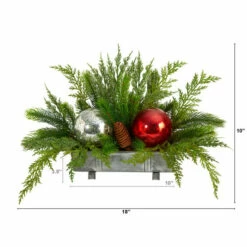 Brand new 🛒 Nearly Natural 18" Cedar Pine Artificial Arrangement With Ornaments 🤩 -Nearly Natural Sales unnamed file 1661