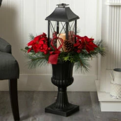 Buy ✨ Nearly Natural 33” 🎁 Christmas Berries And Poinsettia With Large Lantern 🎁 -Nearly Natural Sales unnamed file 1670