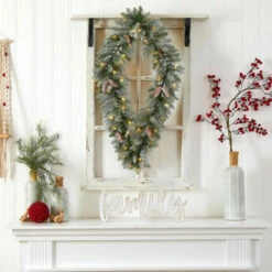 Best deal 🔔 Nearly Natural 3' Geometric Frosted Wreath With Pinecones & 50 Lights 🌟 -Nearly Natural Sales unnamed file 1673