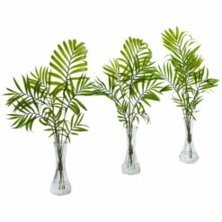 Hot Sale 😀 Nearly Natural Mini Palm Artificial Plant In Vase 3-Pack 😉