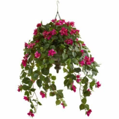 Outlet 💯 Nearly Natural 37” Bougainvillea Artificial Plant Hanging Metal Bowl 🌟