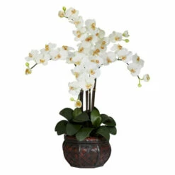 Top 10 👍 Nearly Natural Phalaenopsis W/Decorative Vase Silk Flower Arrangement Cream 👏