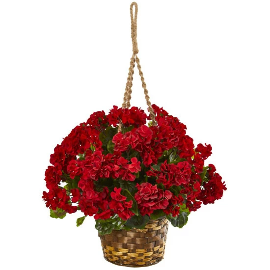 Best Sale π Nearly Natural Artificial Geranium Hanging Basket Indoor/Outdoor Beauty π 3 Best Sale π Nearly Natural Artificial Geranium Hanging Basket Indoor/Outdoor Beauty π