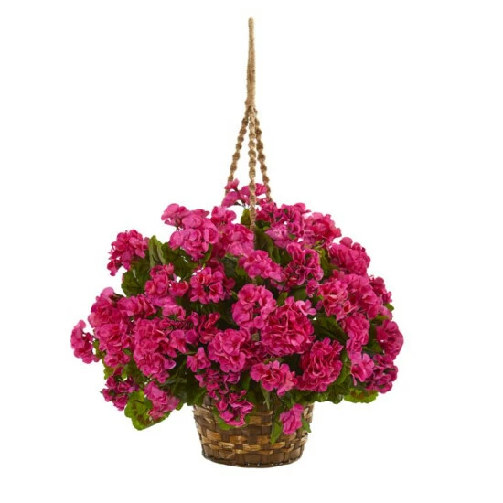 Best Sale π Nearly Natural Artificial Geranium Hanging Basket Indoor/Outdoor Beauty π 4 Best Sale π Nearly Natural Artificial Geranium Hanging Basket Indoor/Outdoor Beauty π - Image 2