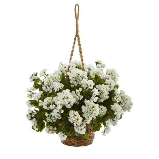 Best Sale π Nearly Natural Artificial Geranium Hanging Basket Indoor/Outdoor Beauty π 6 Best Sale π Nearly Natural Artificial Geranium Hanging Basket Indoor/Outdoor Beauty π - Image 4