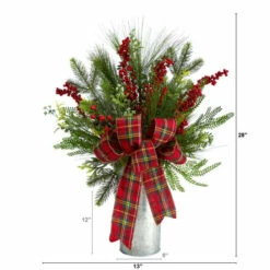 Coupon 🌟 Nearly Natural 28” Holiday Winter Greenery, Berries And Plaid Bow Decoration 🎁 -Nearly Natural Sales unnamed file 1757