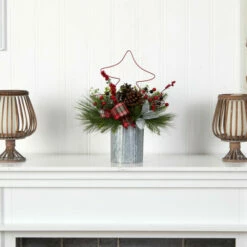Deals 😉 Nearly Natural 17” Pinecone And Berries 🎄 Christmas With Decorative Metal Vase 🌟 -Nearly Natural Sales unnamed file 1764