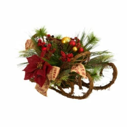 Deals ✨ Nearly Natural 18” 🎄 Christmas Sleigh With Poinsettia, Berries And Pinecones 🌟 -Nearly Natural Sales unnamed file 1783