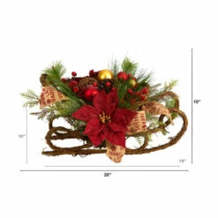 Deals ✨ Nearly Natural 18” 🎄 Christmas Sleigh With Poinsettia, Berries And Pinecones 🌟 -Nearly Natural Sales unnamed file 1784