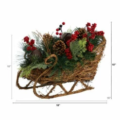 New 🧨 Nearly Natural 18” 🔔 Christmas Sleigh With Pine, Pinecones And Berries 🎉 -Nearly Natural Sales unnamed file 1787