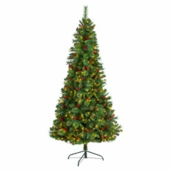 Budget 🎁 Nearly Natural 7’ Flat Back Mountain Pine 🎄 Christmas Tree ⭐