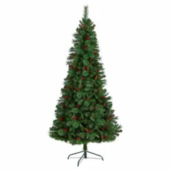 Budget 🎁 Nearly Natural 7’ Flat Back Mountain Pine 🎄 Christmas Tree ⭐ -Nearly Natural Sales unnamed file 183