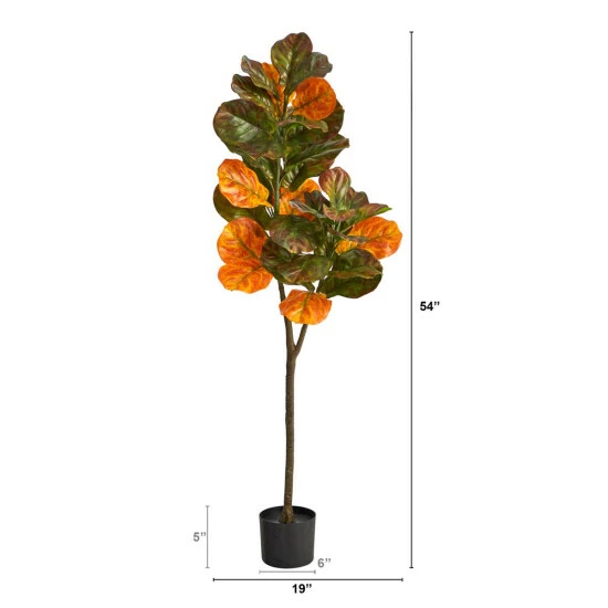 Discount ⭐ Nearly Natural 4.5’ Autumn Fiddle Leaf Artificial Fall Tree ✨ 4 Discount ⭐ Nearly Natural 4.5’ Autumn Fiddle Leaf Artificial Fall Tree ✨ - Image 2