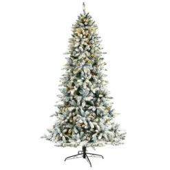 Best deal 😉 Nearly Natural 8’ Flocked Livingston Fir 🎅 Christmas Tree 🛒