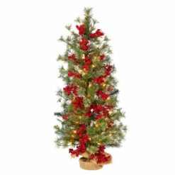 Top 10 🛒 Nearly Natural 3’ Berry And Pine 🔔 Christmas Tree With 50 Warm White Lights ✨