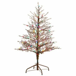 Cheapest 🎁 Nearly Natural 4’ Frosted Berry Twig 🎅 Christmas Tree With 100 Lights 🔥