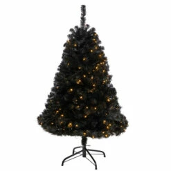 Wholesale ✔️ Nearly Natural 4’ Black Artificial 🎁 Christmas Tree With 170 Clear LED Lights 😍