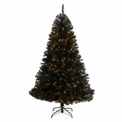 Best Sale 👍 Nearly Natural 6’ Black 🎁 Christmas Tree With 400 LED Lights And 1036 Tips 🧨