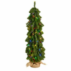 Flash Sale 🥰 Nearly Natural 3’ 🎁 Christmas Tree With Pinecones And 50 Multicolored Lights 😀