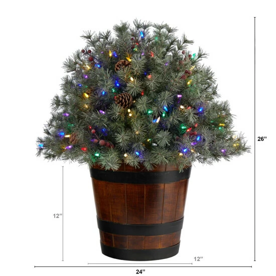 Hot Sale π Nearly Natural 26β Flocked π Christmas Shrub With Pinecones, 150 Lights π 5 Hot Sale π Nearly Natural 26β Flocked π Christmas Shrub With Pinecones, 150 Lights π - Image 3