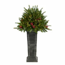 Wholesale 🎉 Nearly Natural 4' Holiday 🎅 Christmas Plant Pre-Lit And Glittered On Pedestal 🛒