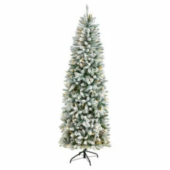 Best reviews of ⭐ Nearly Natural 7’ Slim Flocked Montreal Fir 🎅 Christmas Tree 😀