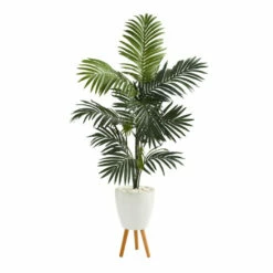 Wholesale 👏 Nearly Natural 69” Kentia Artificial Palm Tree In White Planter 🎉