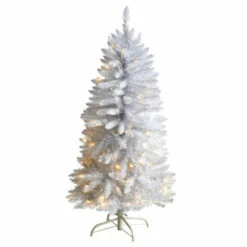 Brand new 🎉 Nearly Natural 4’ Slim White 🔔 Christmas Tree With 100 Lights 🎉