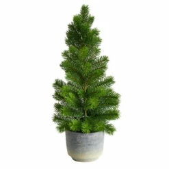 Discount 🎉 Nearly Natural 22” 🎄 Christmas Pine Artificial Tree In Decor Planter 💯