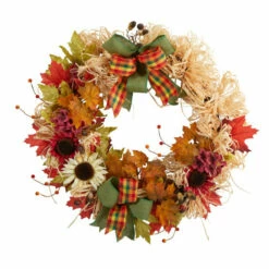 Best reviews of π Nearly Natural 30β Harvest Sunflower, Maple Leaves And Berries Fall Wreath π€©