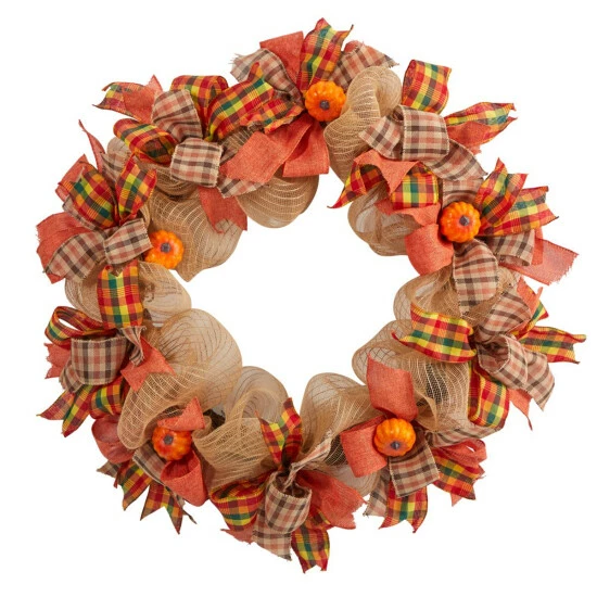 New βοΈ Nearly Natural 30β Autumn Pumpkin W/ DΓ©cor Bows Artificial Fall Wreath π 3 New βοΈ Nearly Natural 30β Autumn Pumpkin W/ DΓ©cor Bows Artificial Fall Wreath π
