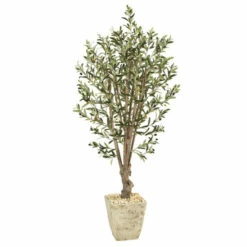Best deal π― Nearly Natural 5β Artificial Olive Tree In Country White Planter π₯