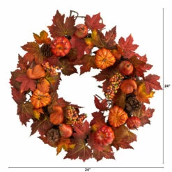 Budget ⌛ Nearly Natural 24” Maple, Pumpkin, Pinecone And Berries Fall Wreath 🎉 -Nearly Natural Sales unnamed file 2165