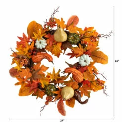 Cheap 😍 Nearly Natural 24” Pumpkin, Gourd And Berries In Colorful Fall Wreath 🌟 -Nearly Natural Sales unnamed file 2169