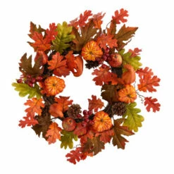 Discount 🧨 Nearly Natural 20” Assorted Maple, Pumpkin And Berry Fall Wreath 🧨