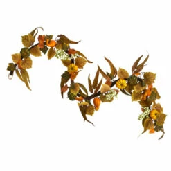 Promo π Nearly Natural 6β Fall Green And Orange Assorted Pumpkin Garland π