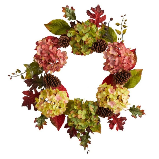 Discount 𧨠Nearly Natural 25β Autumn Hydrangea And Pinecones Fall Wreath β¨ 3 Discount 𧨠Nearly Natural 25β Autumn Hydrangea And Pinecones Fall Wreath β¨