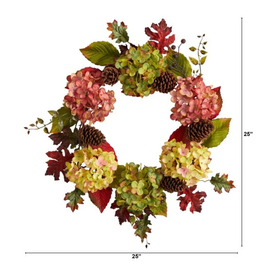 Discount 𧨠Nearly Natural 25β Autumn Hydrangea And Pinecones Fall Wreath β¨ 4 Discount 𧨠Nearly Natural 25β Autumn Hydrangea And Pinecones Fall Wreath β¨ - Image 2