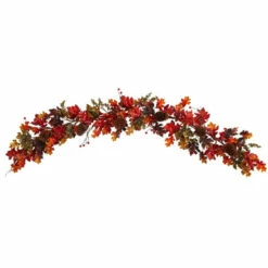 Top 10 ⌛ Nearly Natural 6’ Maple Leaves, Berry And Pinecones Fall Garland ✔️
