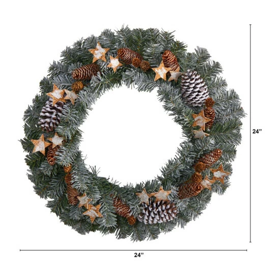 Best reviews of β€οΈ Nearly Natural 24β π Christmas Winter Frosted Stars And Pinecones Wreath π 4 Best reviews of β€οΈ Nearly Natural 24β π Christmas Winter Frosted Stars And Pinecones Wreath π - Image 2