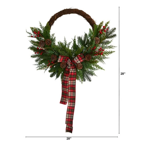 Coupon π Nearly Natural 28β Pine And Pinecone π Christmas Wreath With Decor Bow 𧨠4 Coupon π Nearly Natural 28β Pine And Pinecone π Christmas Wreath With Decor Bow 𧨠- Image 2