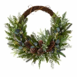 Best deal 🔥 Nearly Natural 30” Pine And Pinecone ❄ Christmas Wreath On Twig Ring 🛒