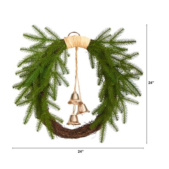 Coupon π Nearly Natural 24β Holiday π Christmas Pine And Hanging Bells Wreath π 5 Coupon π Nearly Natural 24β Holiday π Christmas Pine And Hanging Bells Wreath π - Image 3