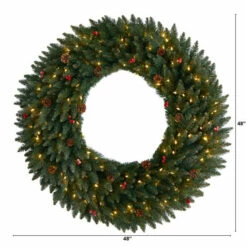 Budget 🎉 Nearly Natural 4’ Large Flocked 🎁 Christmas Wreath With 150 Lights 👍 -Nearly Natural Sales unnamed file 2240