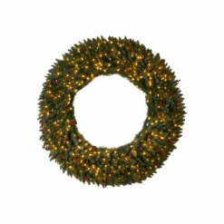 Top 10 😀 Nearly Natural 5’ Large Flocked 🎄 Christmas Wreath With 400 Lights 🔔