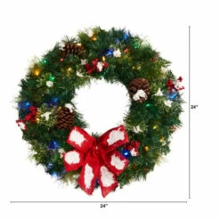 Deals 🔥 Nearly Natural 24” Snow Tipped Berry Wreath With Bow And 50 Lights 👏 -Nearly Natural Sales unnamed file 2257