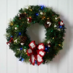 Deals 🔥 Nearly Natural 24” Snow Tipped Berry Wreath With Bow And 50 Lights 👏 -Nearly Natural Sales unnamed file 2258
