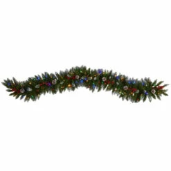 Best deal ❤️ Nearly Natural 6' Snow Tipped Extra Wide 🎄 Christmas Garland W/ 100 Lights 💯