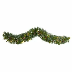 Hot Sale 🛒 Nearly Natural 6’ Snow Tipped 🔔 Christmas Garland With 35 Lights 👏