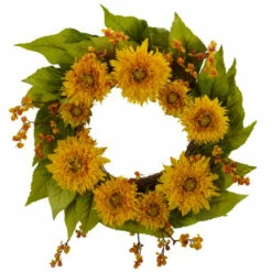 Best reviews of 🔔 Nearly Natural 22” Golden Sunflower Wreath ⭐